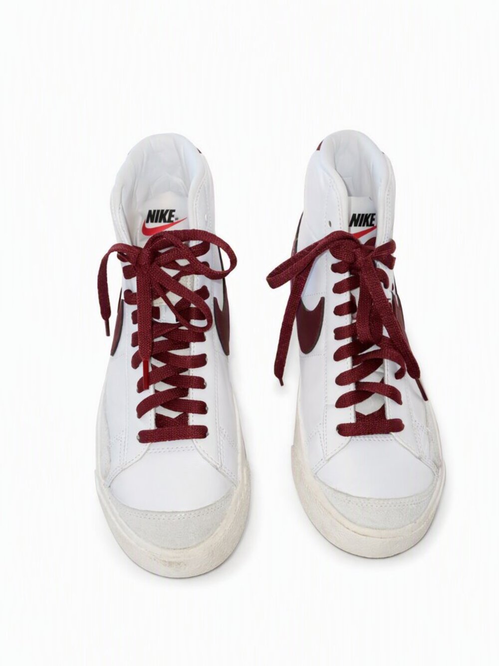 Nike Blazer Mid ’77 Vintage High‑Top Sneakers White Burgundy Retro Streetwear